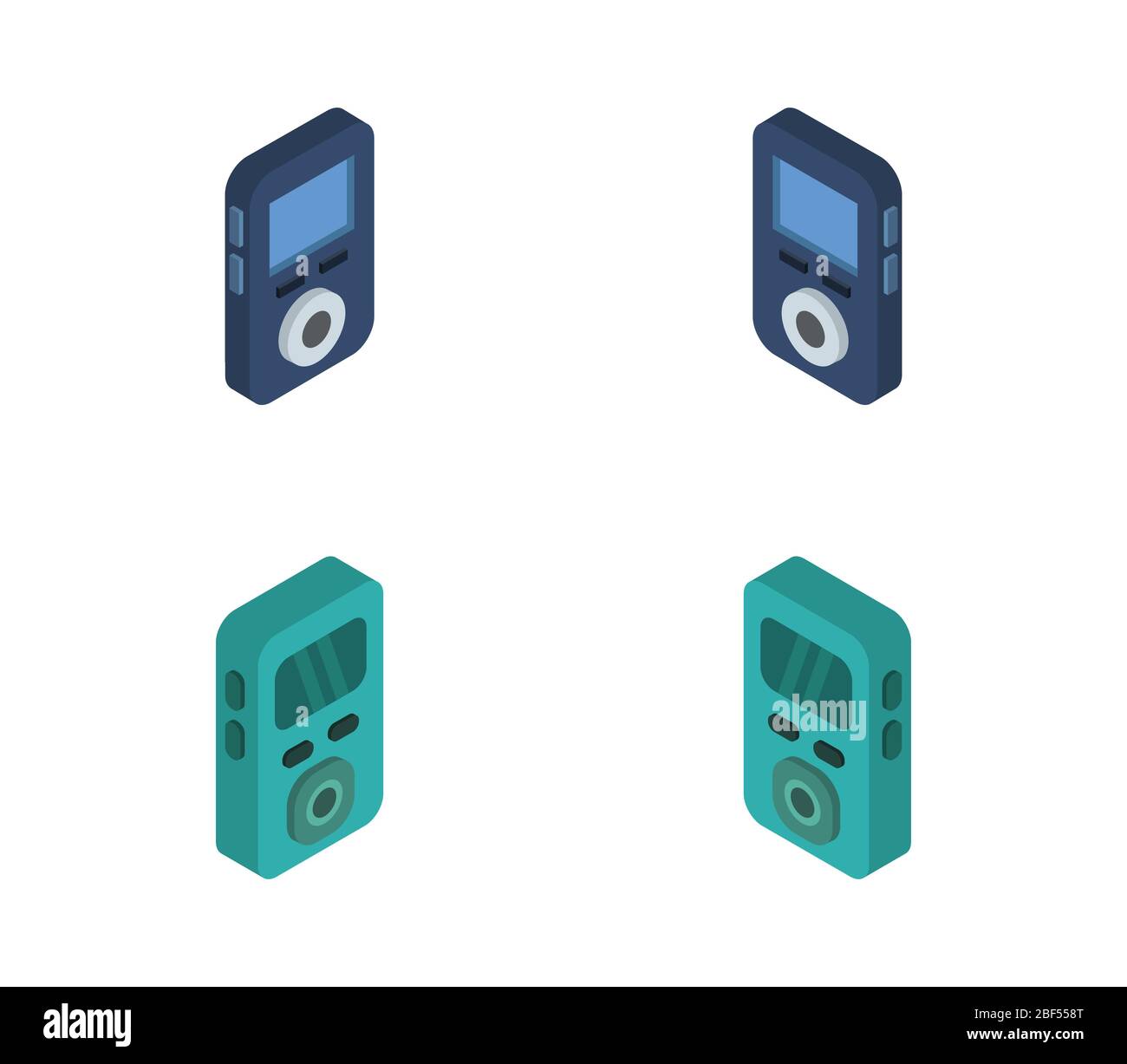 isometric mp3 player icon illustrated in vector on white background Stock Vector