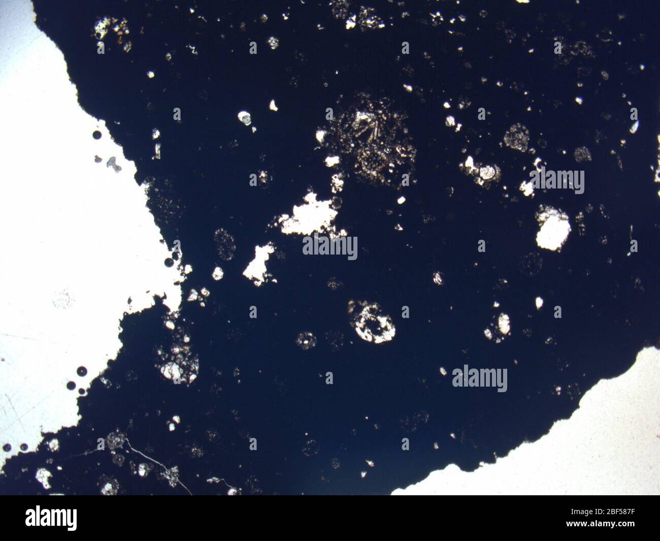 Micrograph of LAP 04809,2 meteorite under plane-polarized light at 1 ...