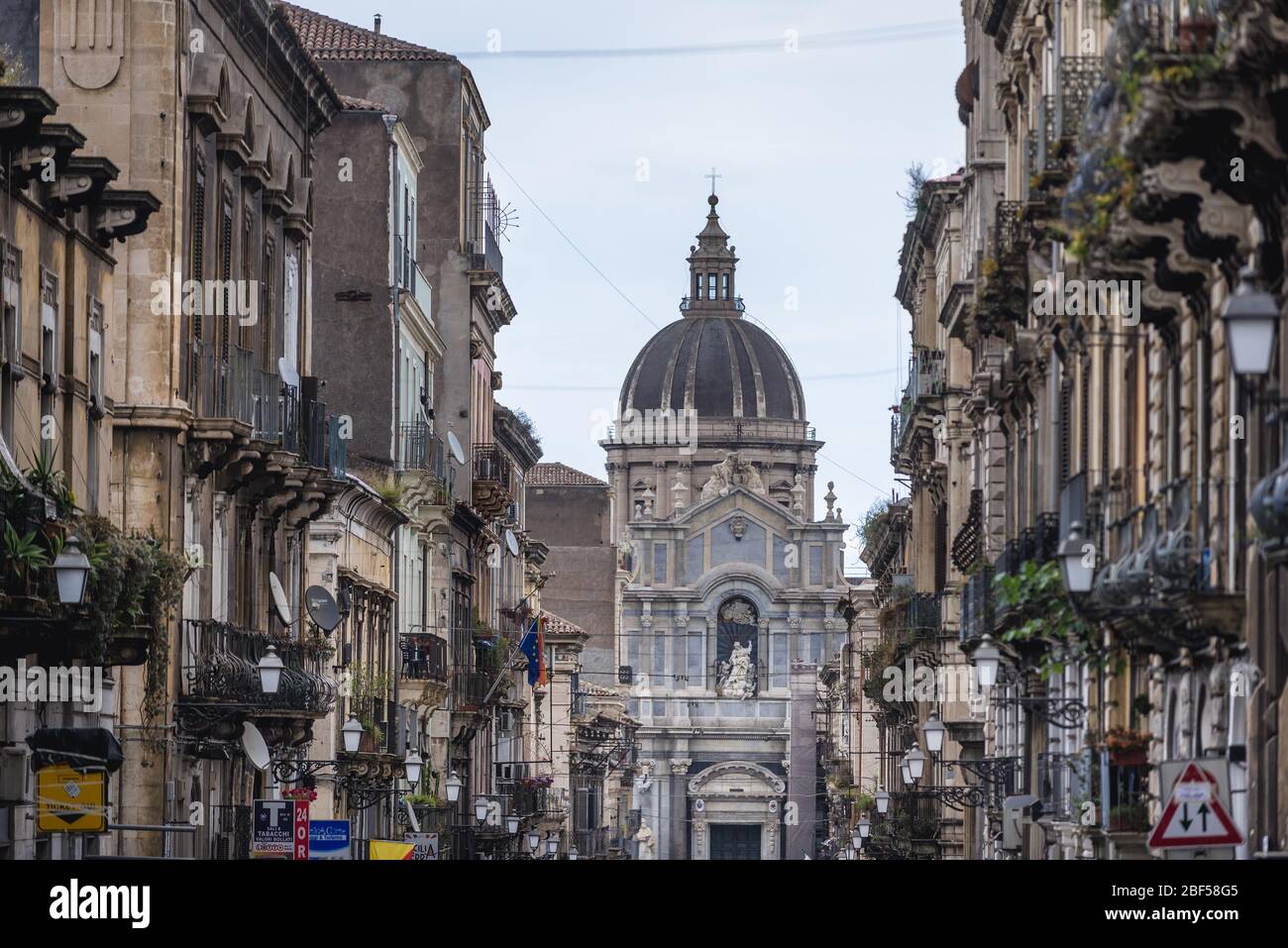 Cathedral dedicated to Saint Agatha seen from Via Giuseppe Garibaldi in