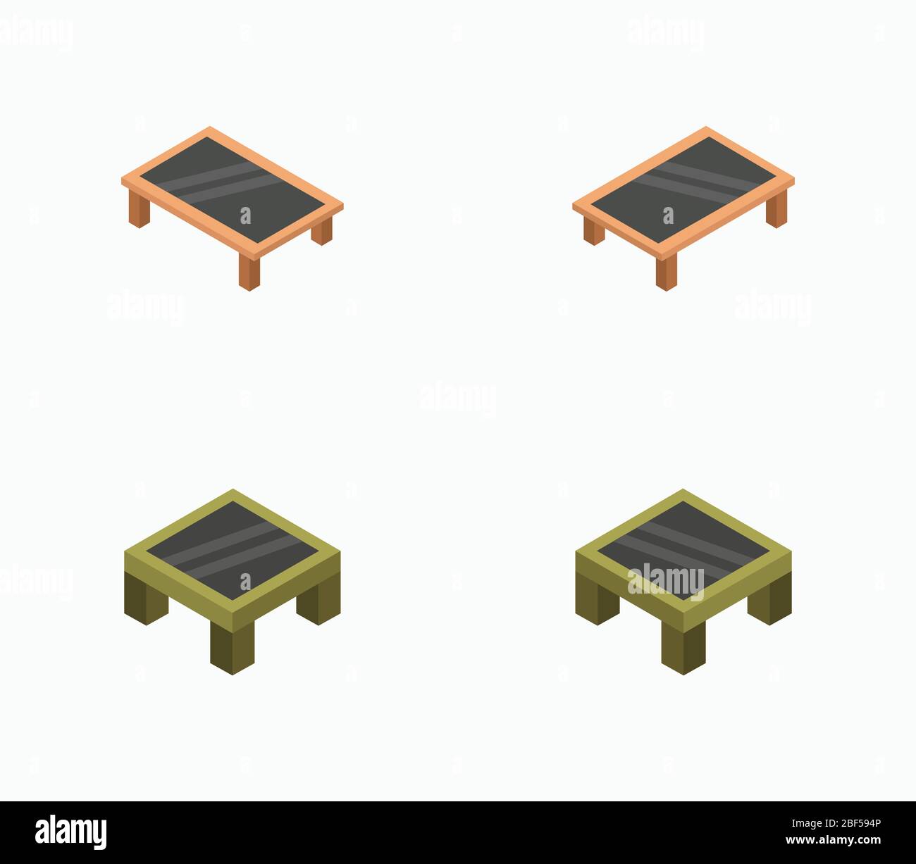 isometric coffee table icon illustrated in vector on white background Stock Vector
