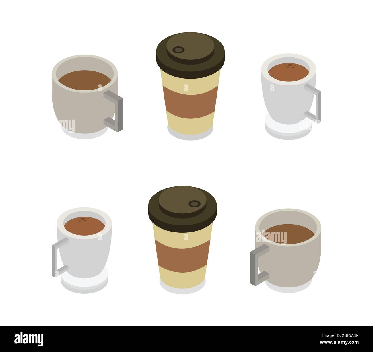 isometric coffee icon illustrated in vector on white background Stock Vector