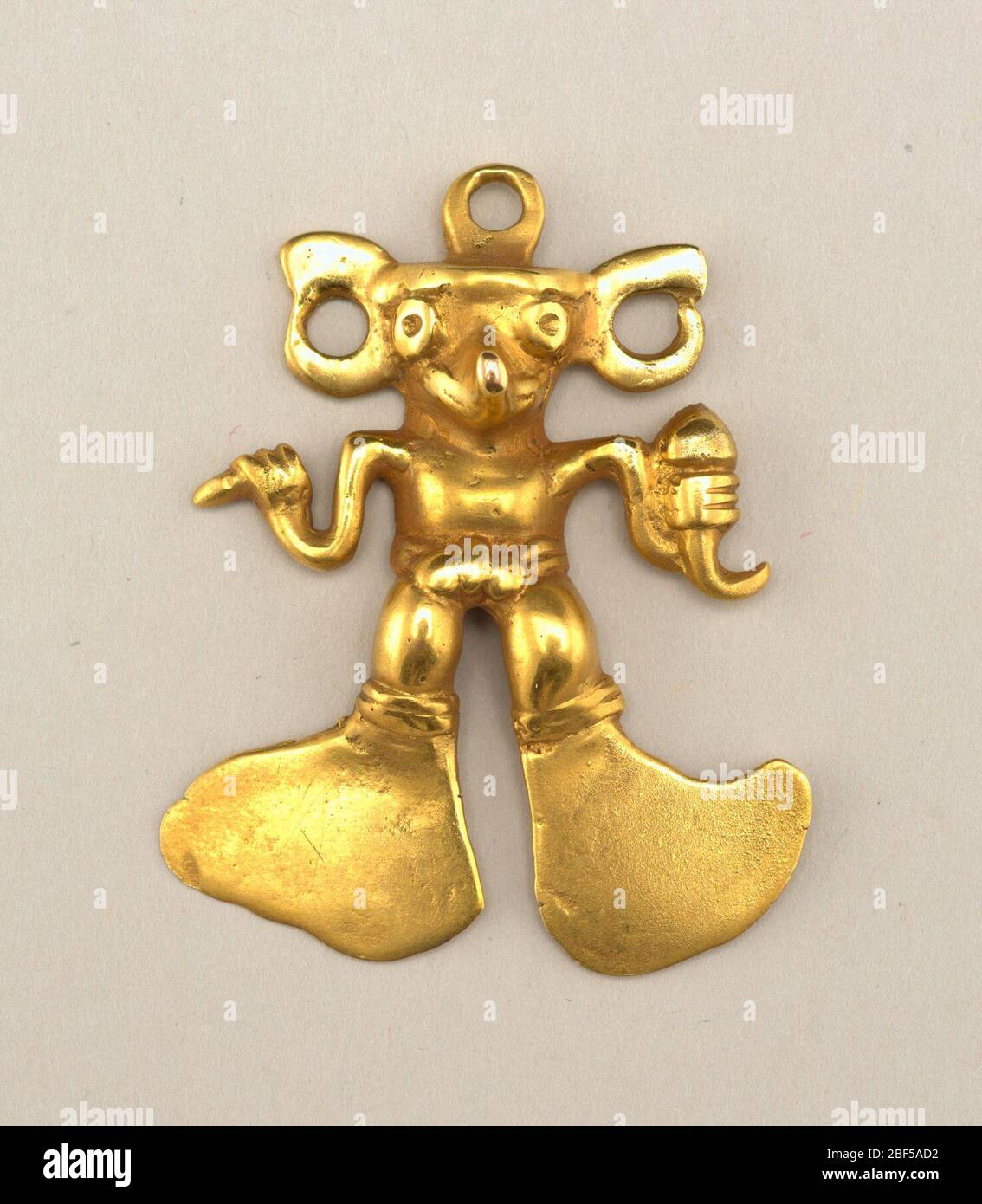 Pre Columbian 700 - 1530 AD Gold Shaman with Snakes Drum Pendant