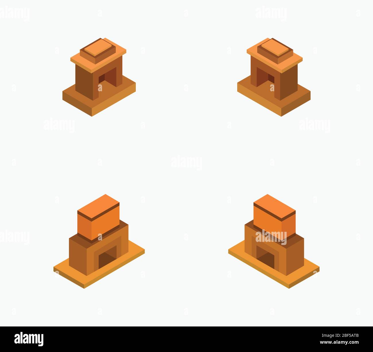 isometric fireplace icon illustrated in vector on white background Stock Vector