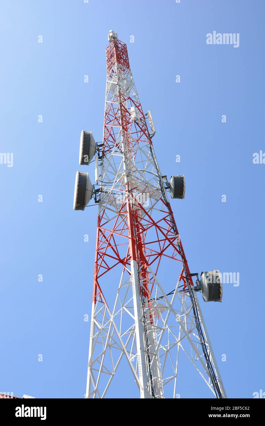 Antenna pillar, Mobile phone signal repeater equipment Stock Photo Alamy