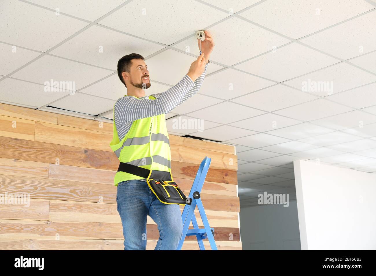 Visual Reference: Fire Safety Specialist Inspecting Building Stock Photo