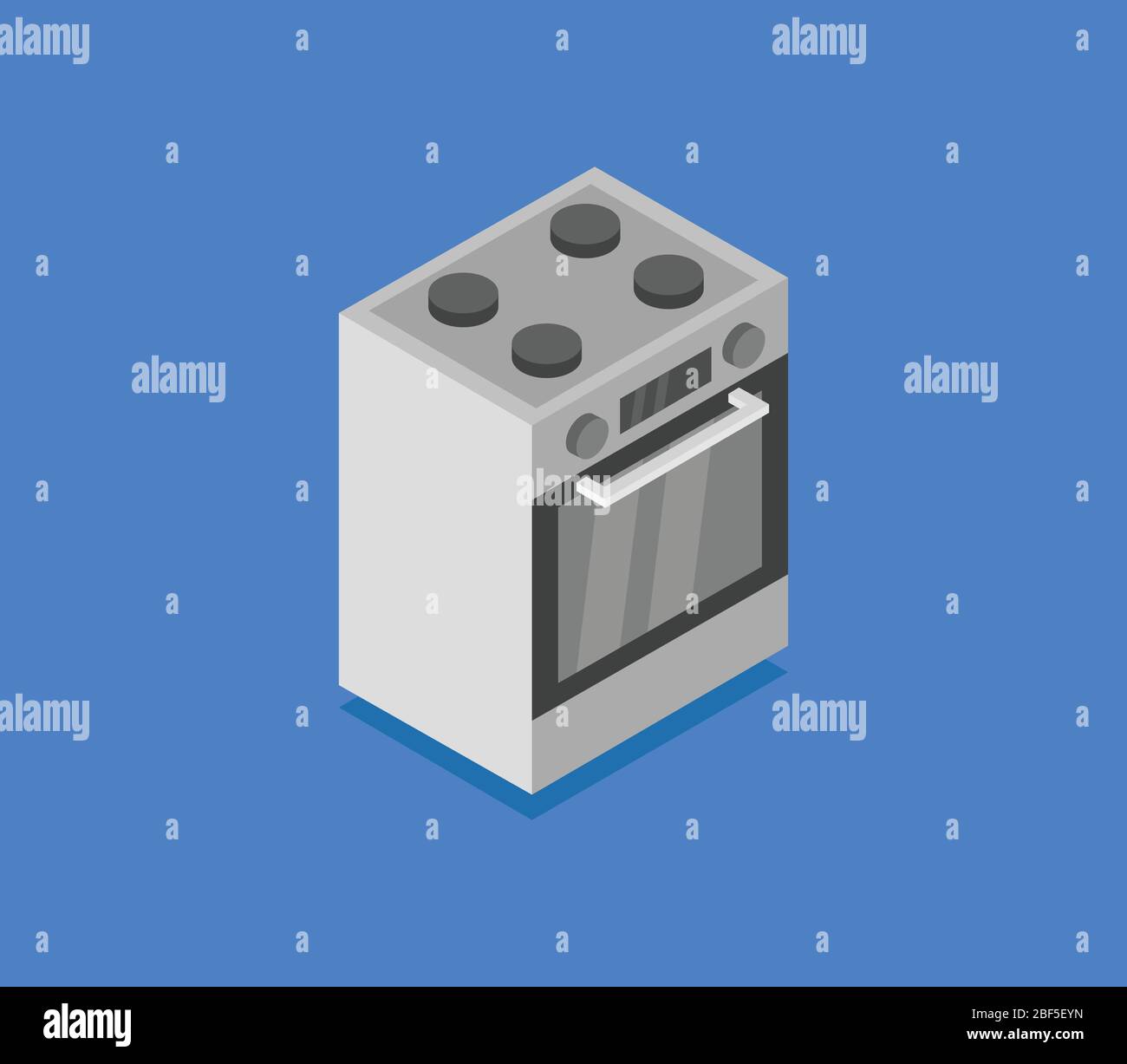 oven isometric icon illustrated in vector on white background Stock Vector