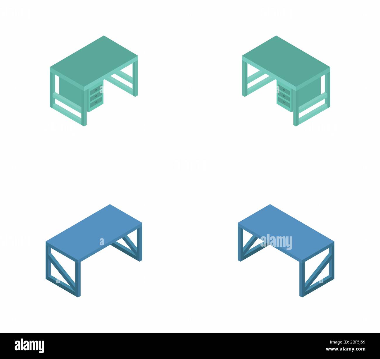 modern isometric working table icon illustrated in vector on white background Stock Vector