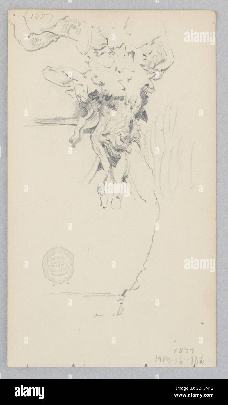 Jar. Sketch of a jar with decorative ram's head handle Stock Photo - Alamy