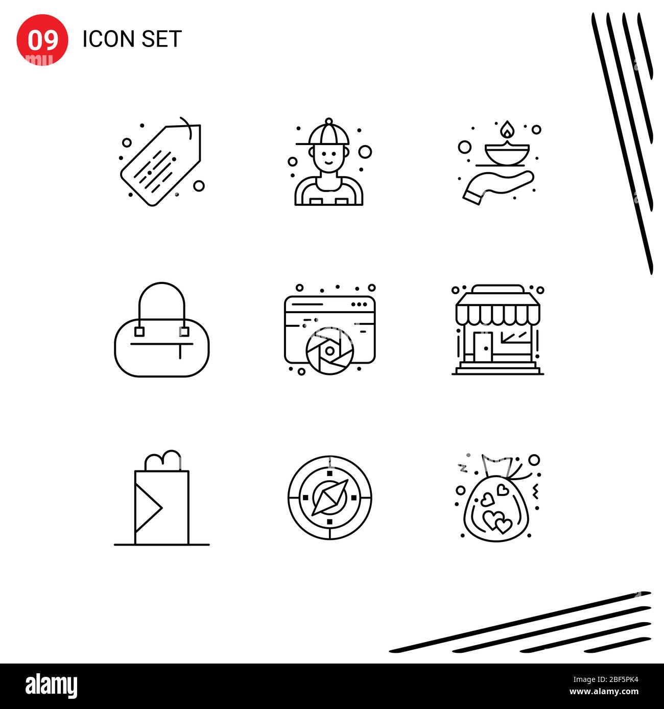 Stock Vector Icon Pack of 9 Line Signs and Symbols for graphic, designing,  fire, design, bag Editable Vector Design Elements Stock Vector Image & Art  - Alamy