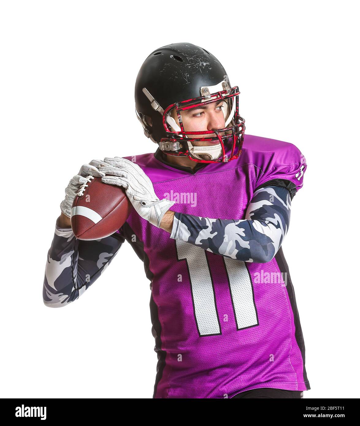 American football player on white background Stock Photo