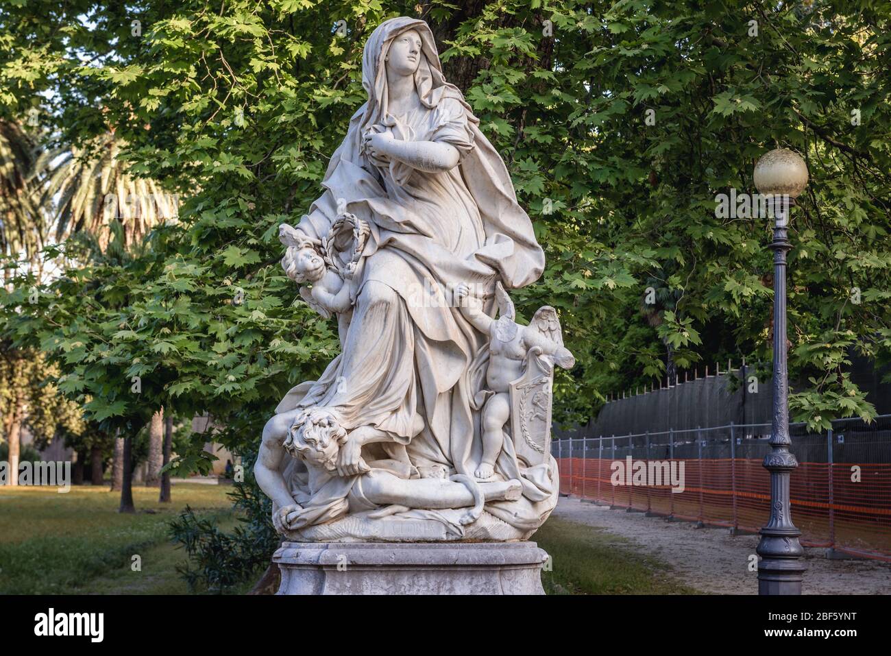 Sculpture in Villa Giulia park also known as Villa del Popolo or Villa Flor in Palermo city of Southern Italy, capital of autonomous region of Sicily Stock Photo