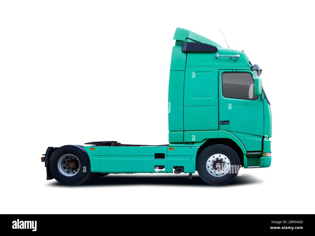 Geen truck cab side view isolated on white Stock Photo