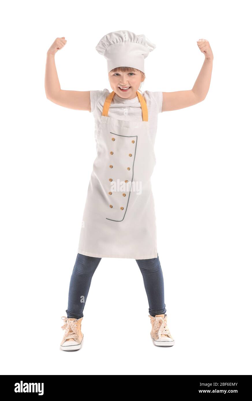 Cute little chef on white background Stock Photo