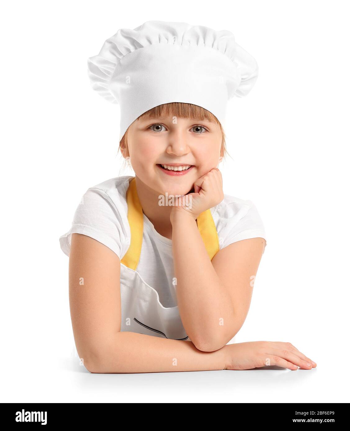 Cute little chef on white background Stock Photo - Alamy