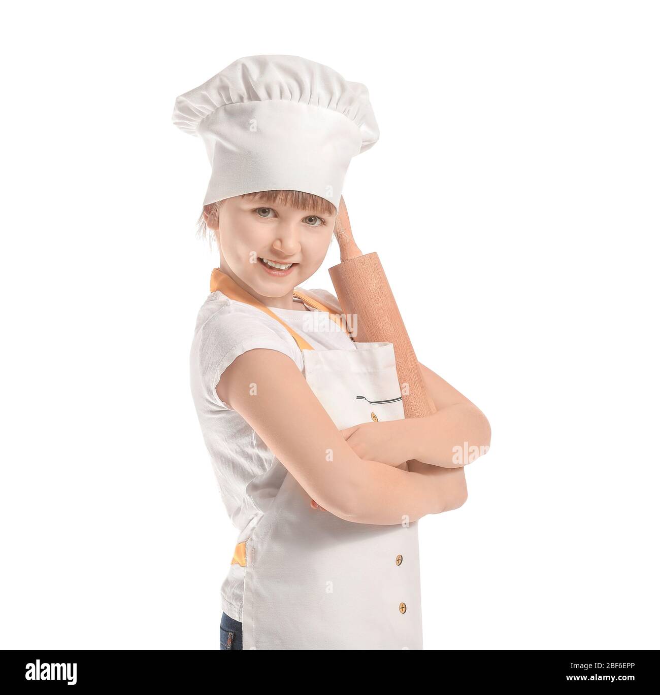 Cute little chef on white background Stock Photo - Alamy