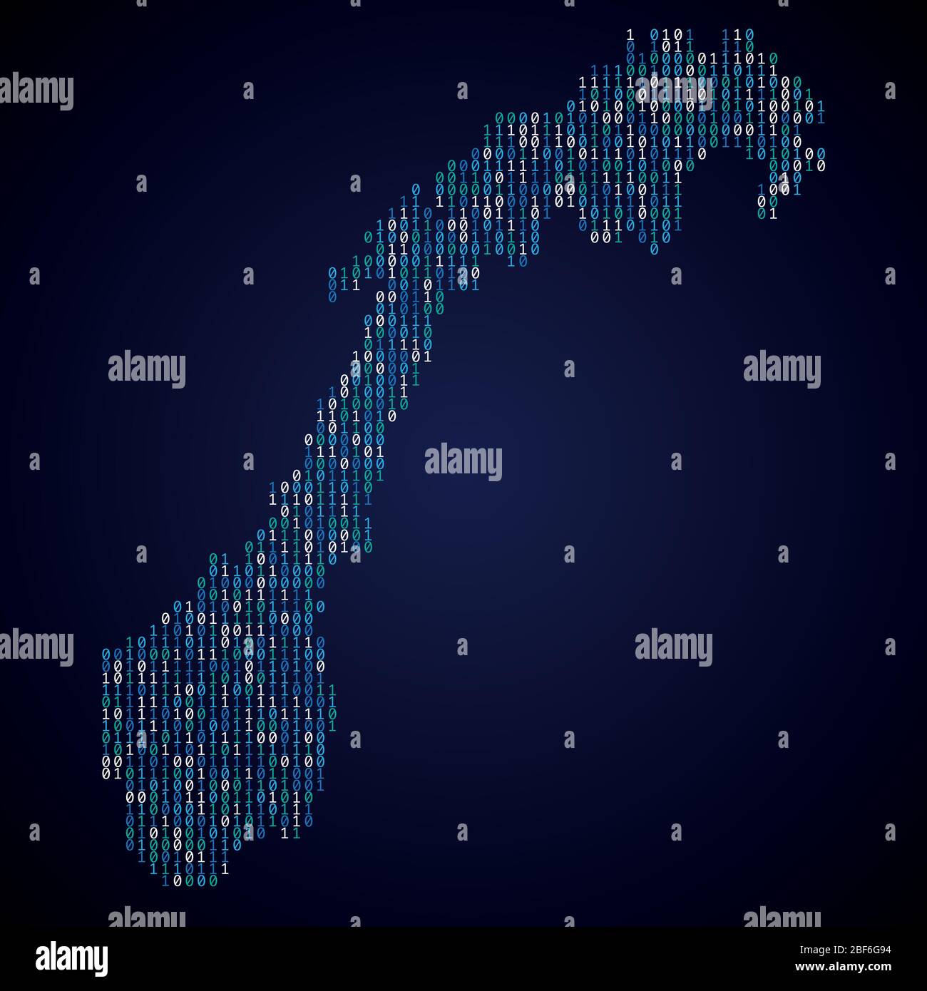 Norway country map made from digital binary code Stock Vector Image