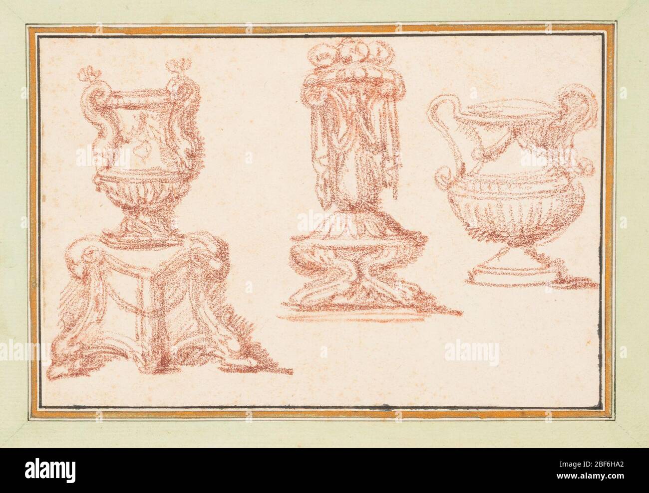 Three urns. Three urns of different sizes, shapes, and styles Stock