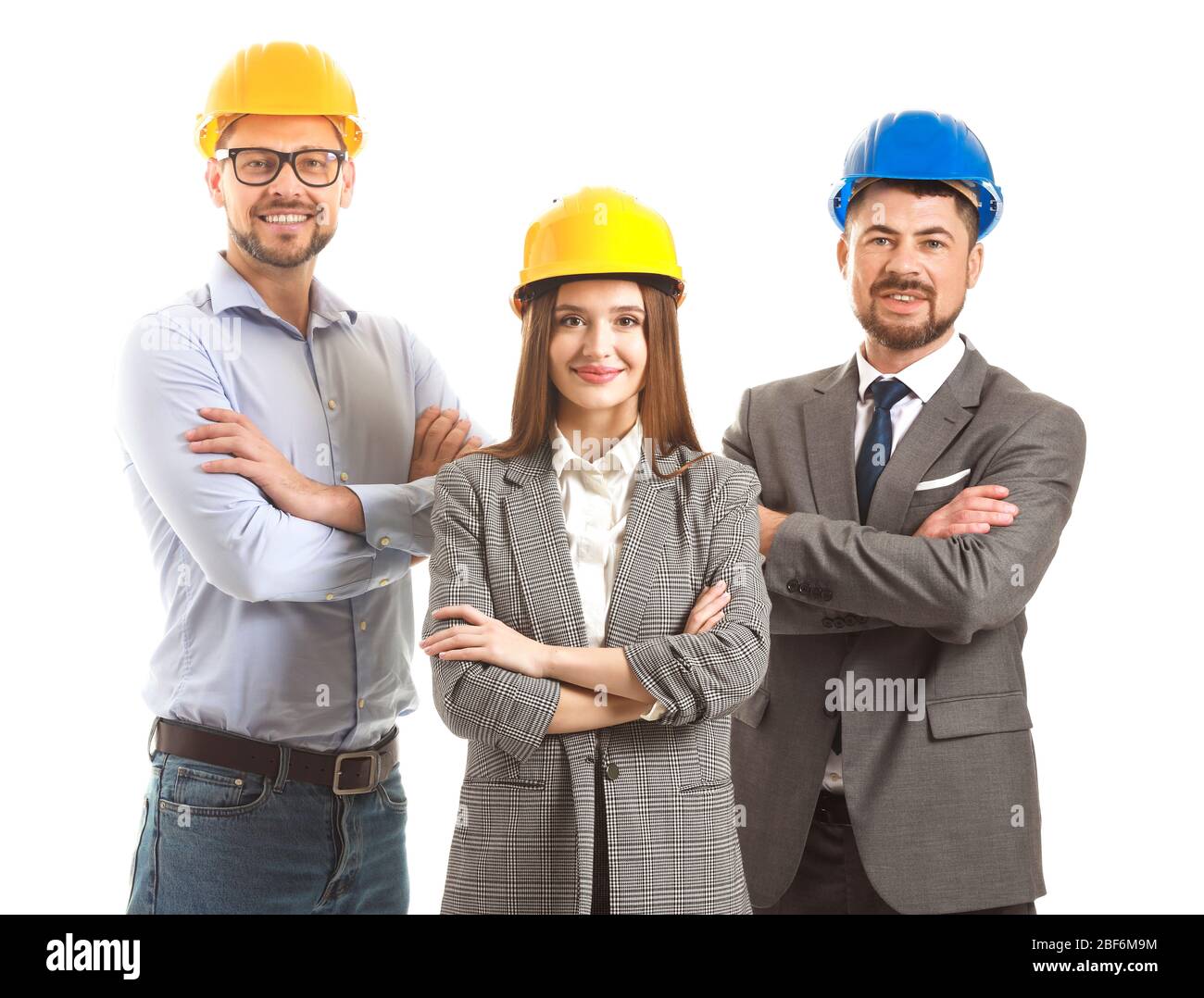 Group of engineers on white background Stock Photo Alamy