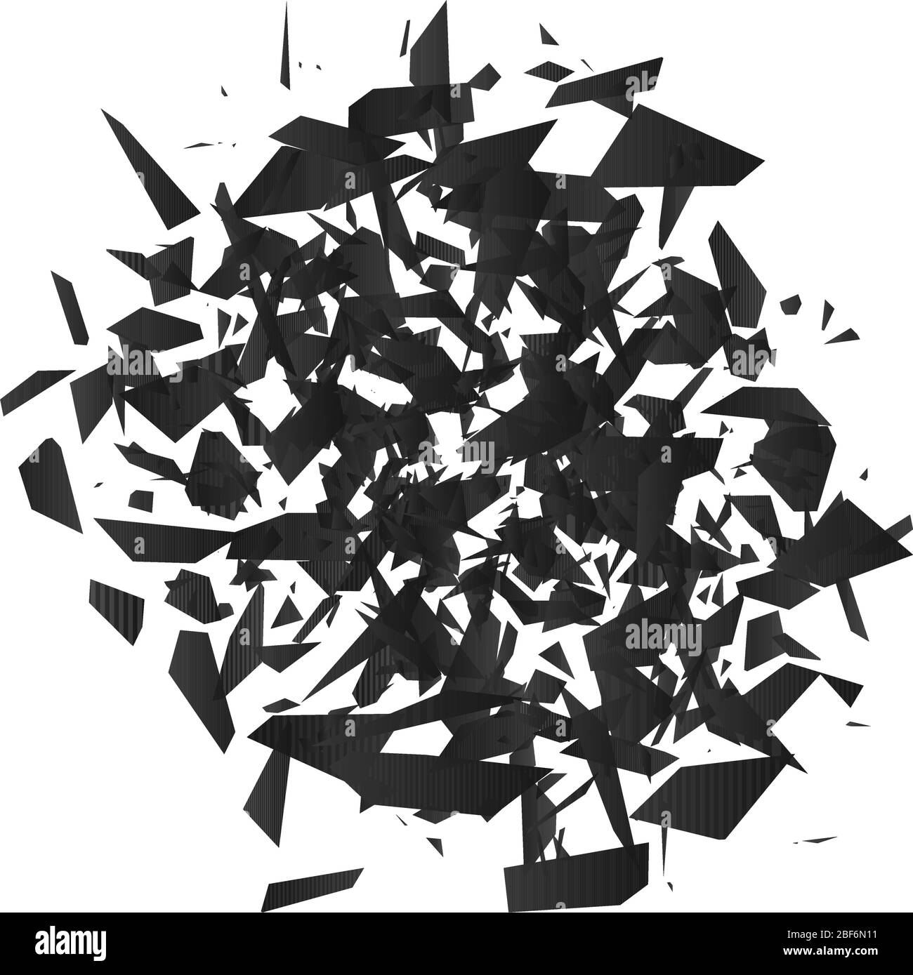 Explosion effect. Shatter triangle. Banner with place for text. Vector