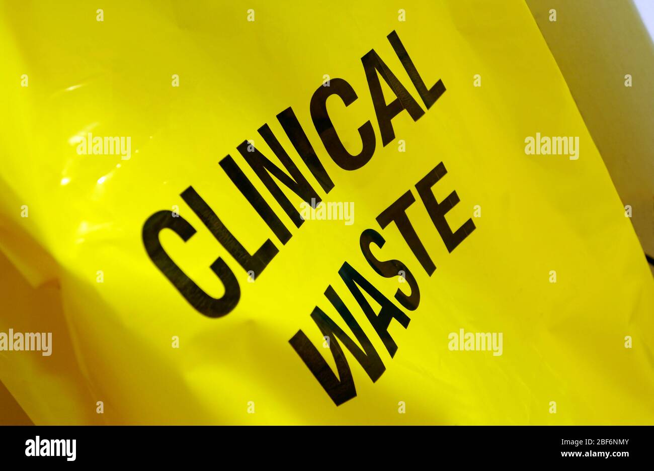 Close up of a yellow clinical waste bag Stock Photo Alamy