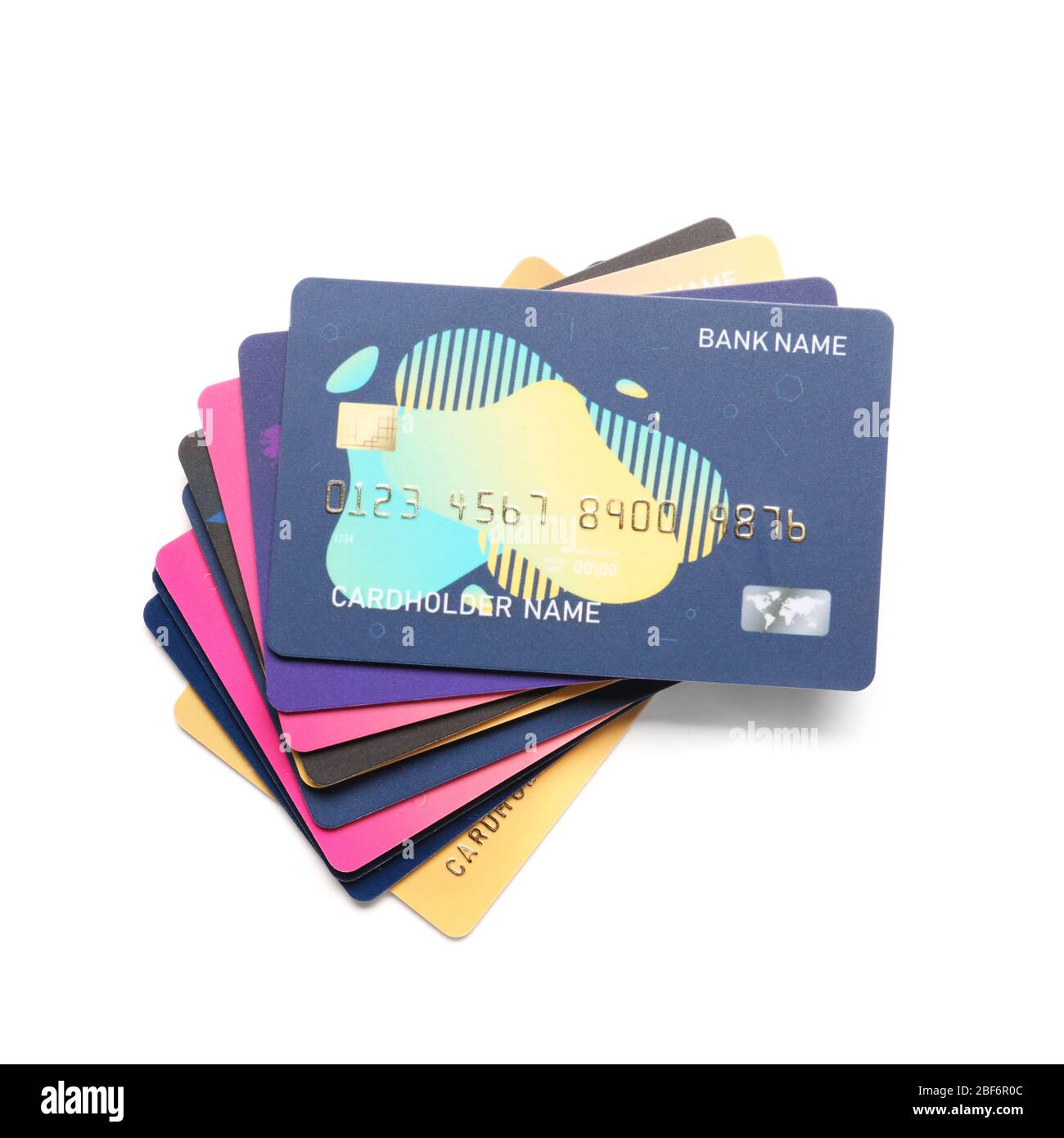 Different credit cards on white background Stock Photo - Alamy