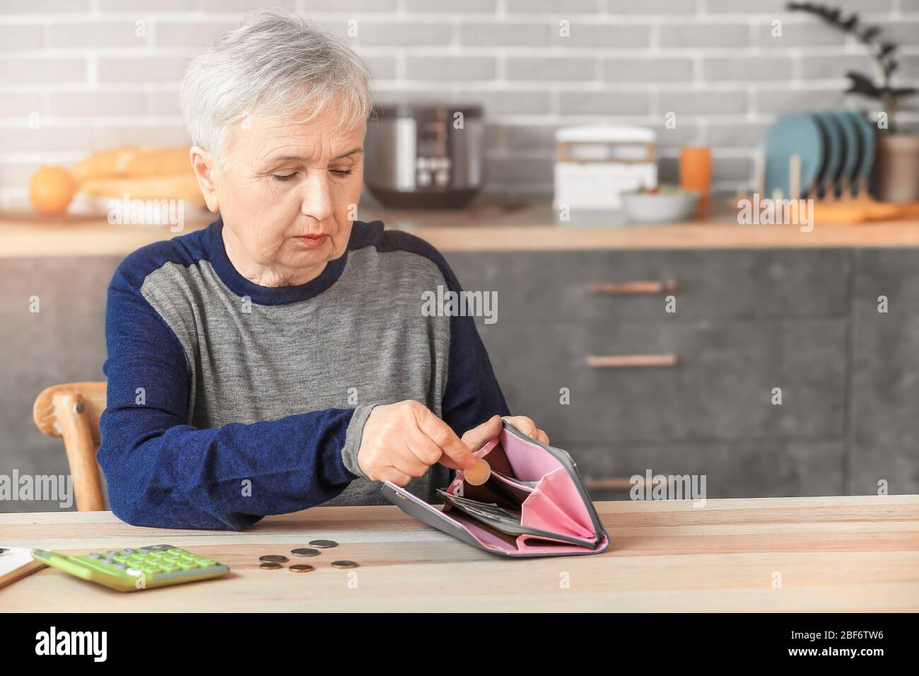 Senior woman counting money at home Stock Photo - Alamy