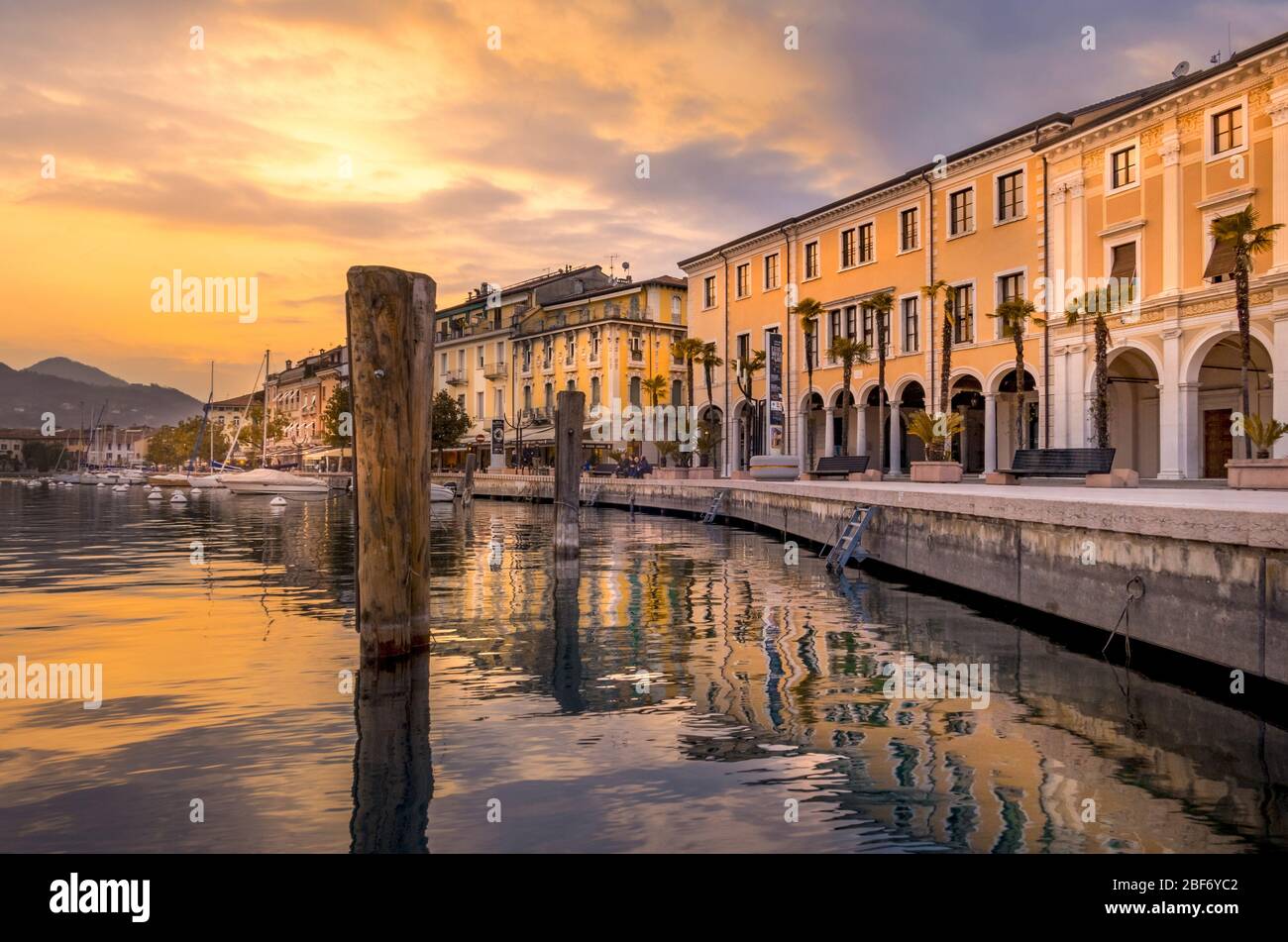 Promenade Lungolago in Salo at Lake Garda, Italy, Lombardy Stock Photo