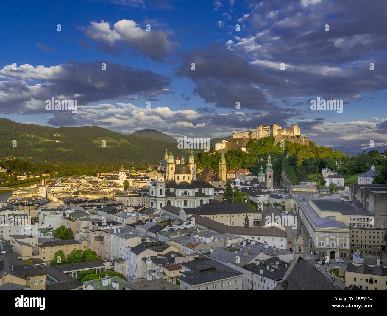 Historic town centre of Salzburg and castle , Austria, Salzburg Stock Photo