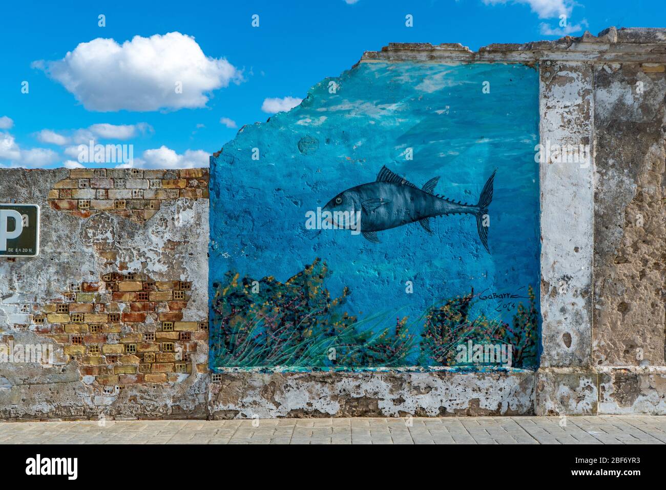 mural art, Spain, Andalusia, Cadiz, Costa De La Luz Stock Photo