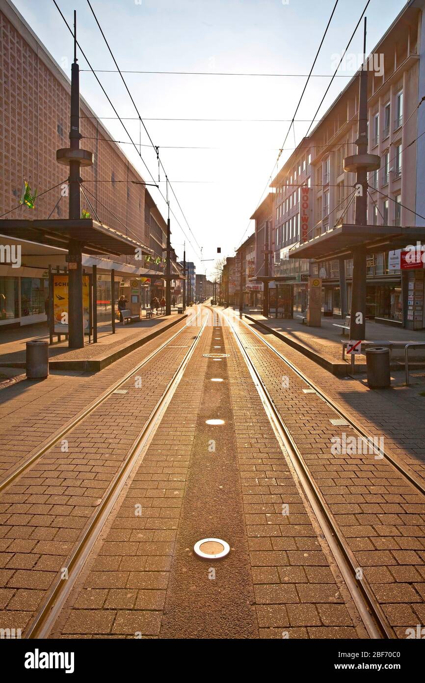 empty city center in Witten during Corona crisis 2020, Germany, North Rhine-Westphalia, Ruhr Area, Witten Stock Photo