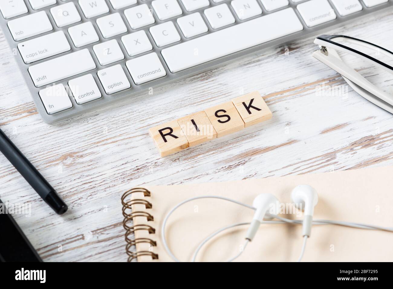 Risk management concept with letters on cubes Stock Photo