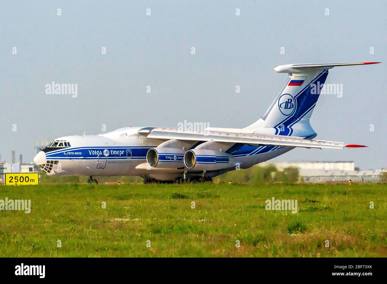 16 april 2020 Maastricht, The Netherlands Airplanes leaving the Airport Iljoesin IL76TD-90 VD cargo vliegtuig Iljoesin IL76TD-90 VD cargo plane Stock Photo