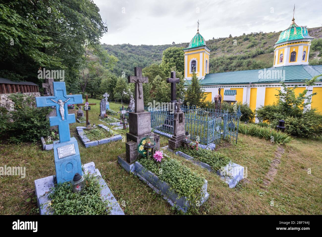 Cemetery in Holy Trinity Saharna Monastery in Saharna village in Rezina District of Moldova Stock Photo