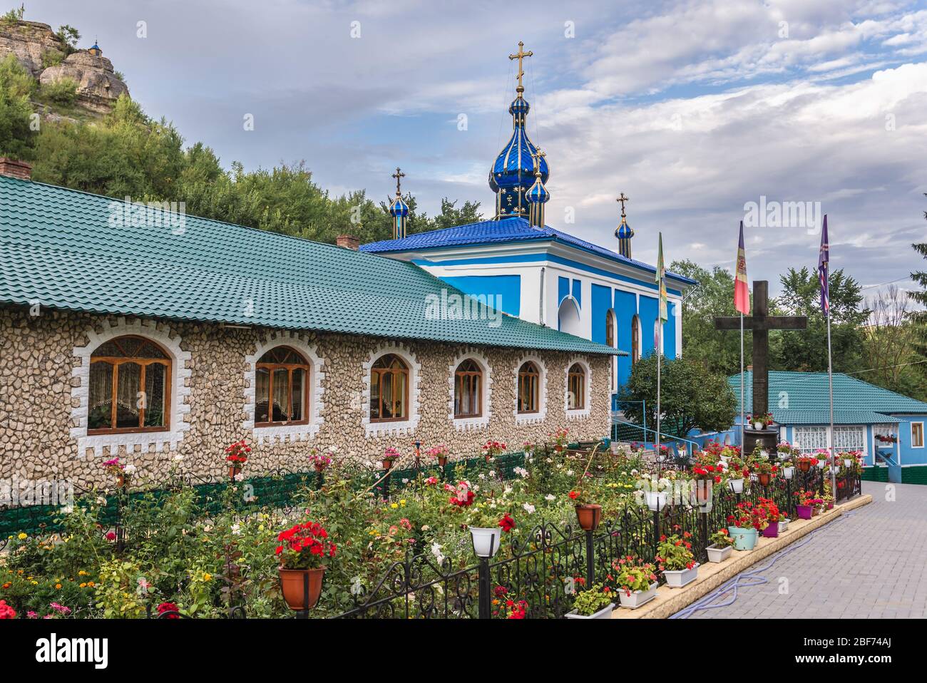 Buildings in Holy Trinity Saharna Monastery in Saharna village in Rezina District of Moldova Stock Photo
