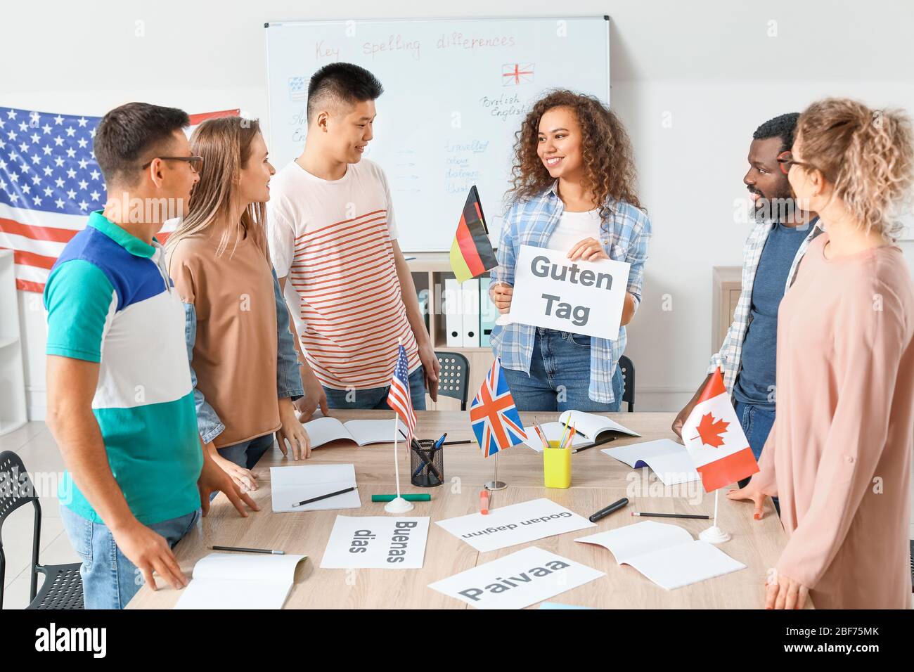 People taking classes at language school Stock Photo