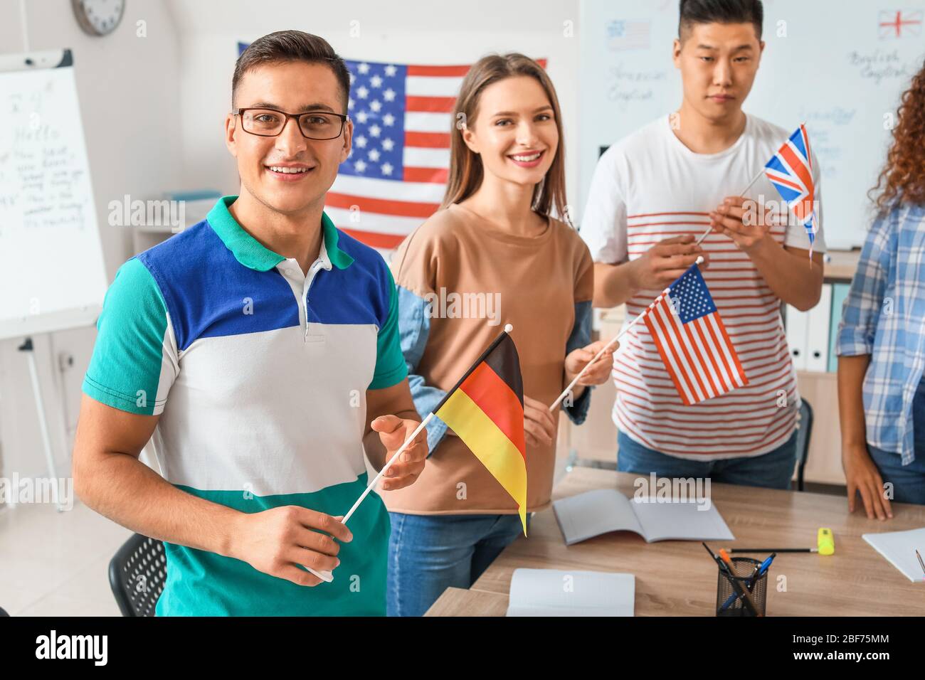 People taking classes at language school Stock Photo