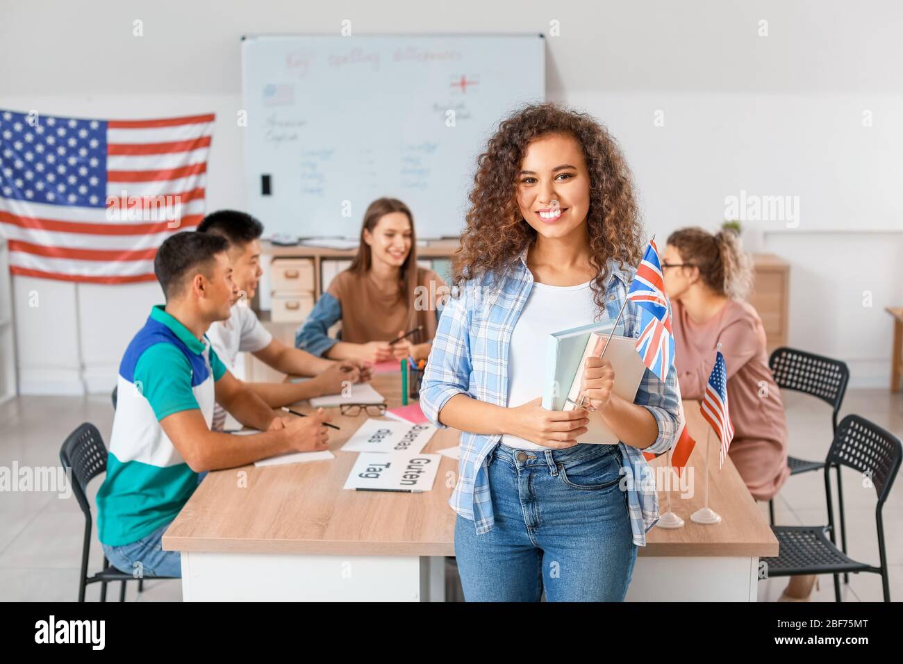 People taking classes at language school Stock Photo