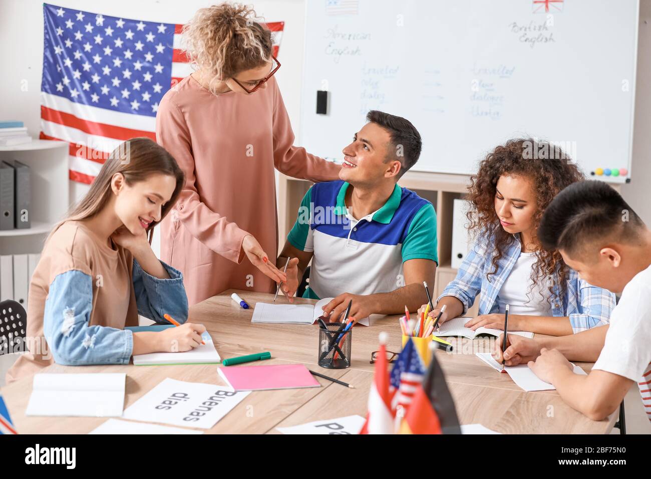People taking classes at language school Stock Photo
