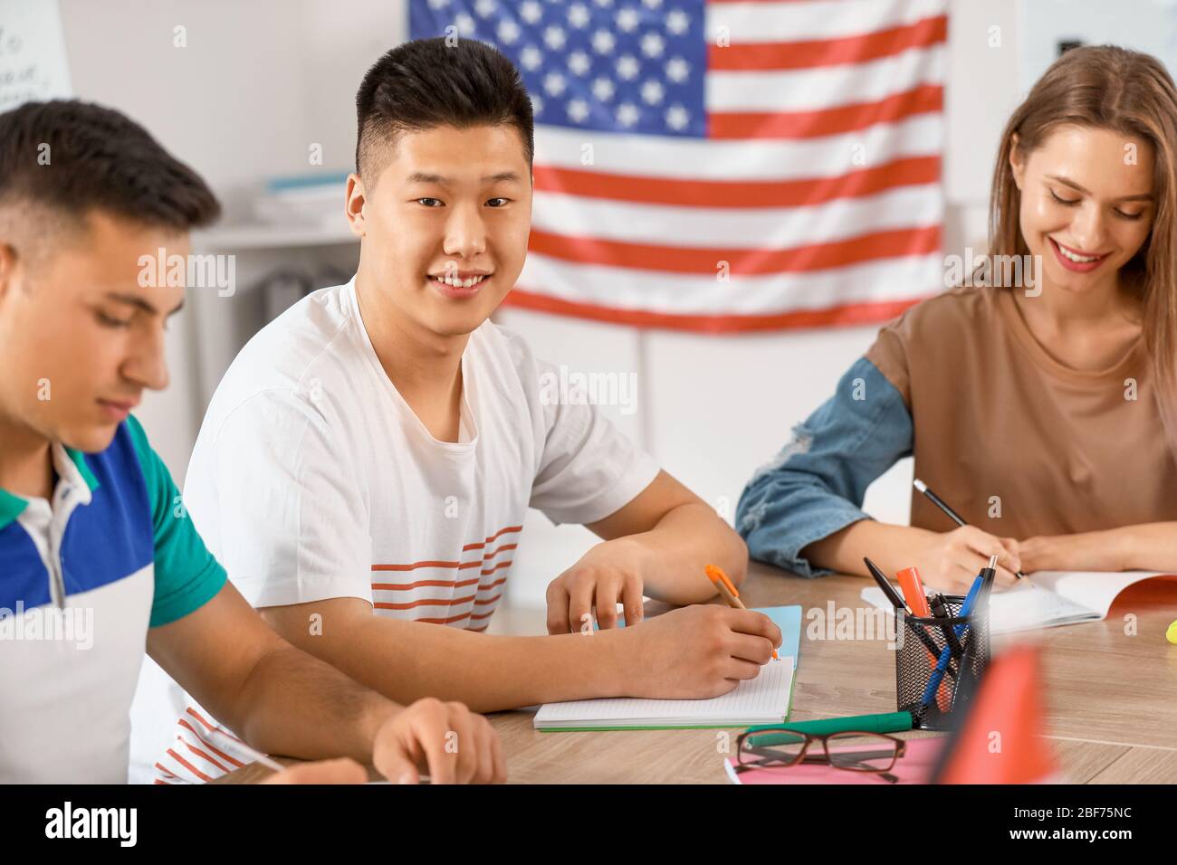People taking classes at language school Stock Photo