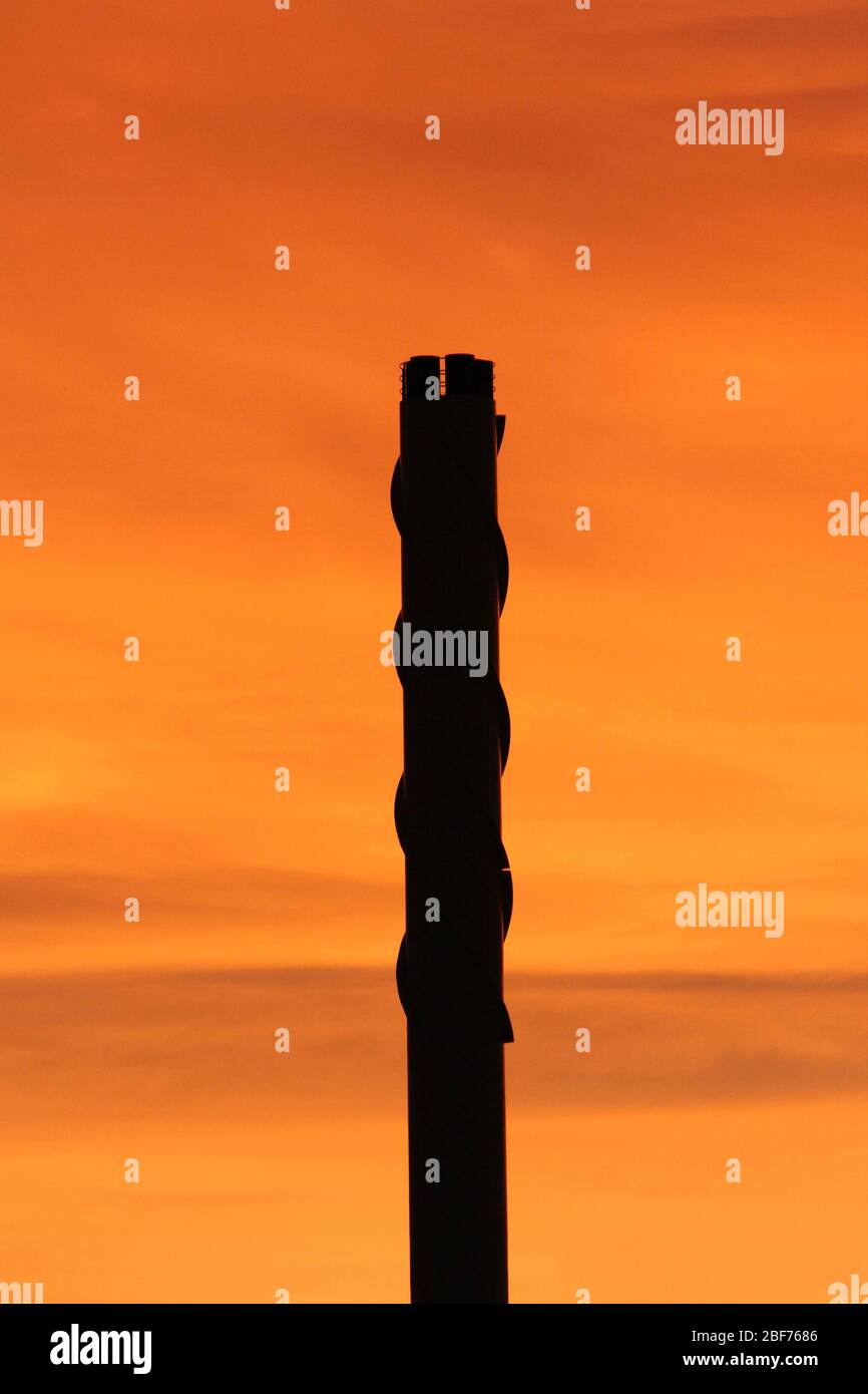 Magic sunset with orange sky at Hornstull, Liljeholmen, Stockholm, Sweden Stock Photo