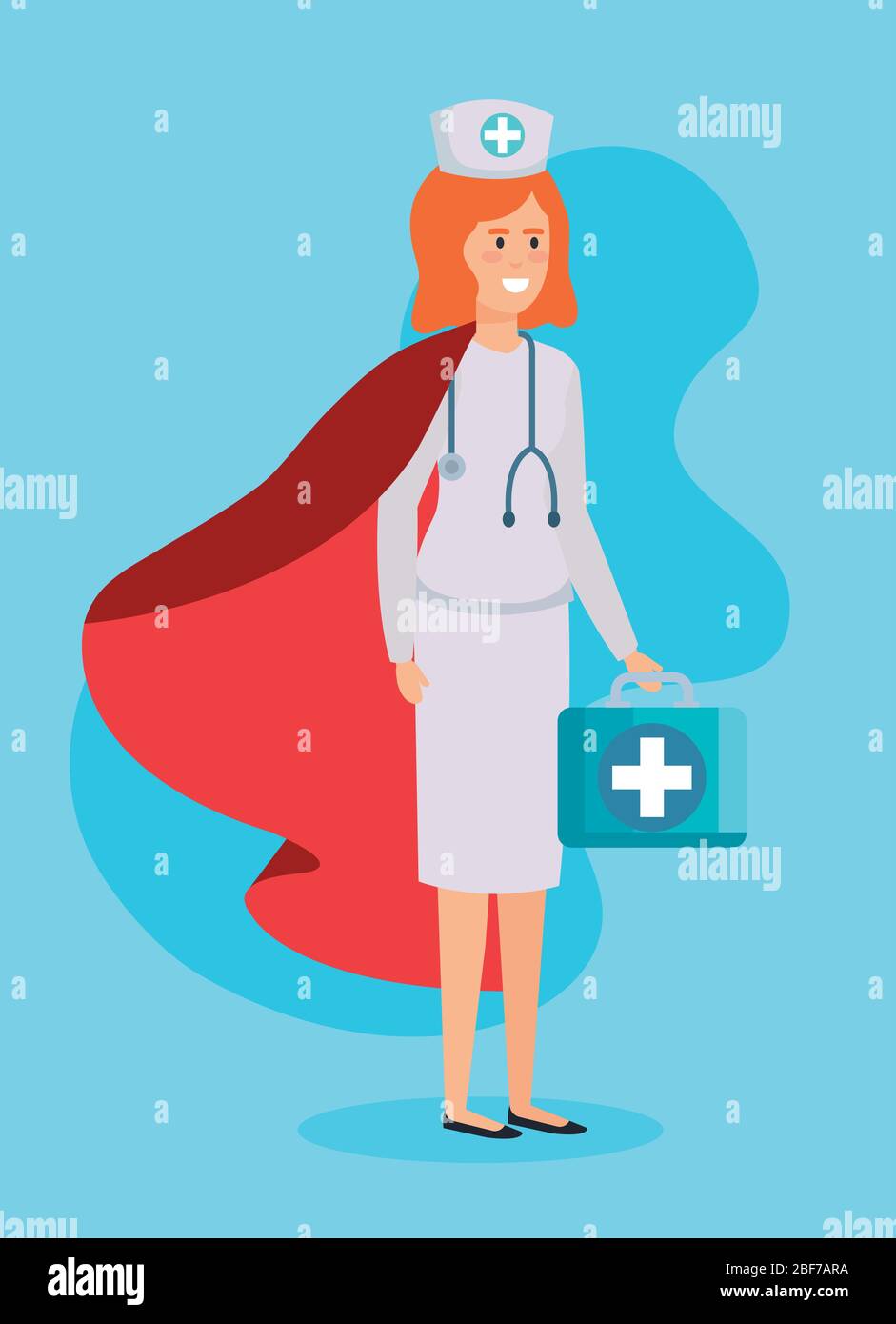 super nurse with hero cloak and first aid kit Stock Vector Image & Art ...