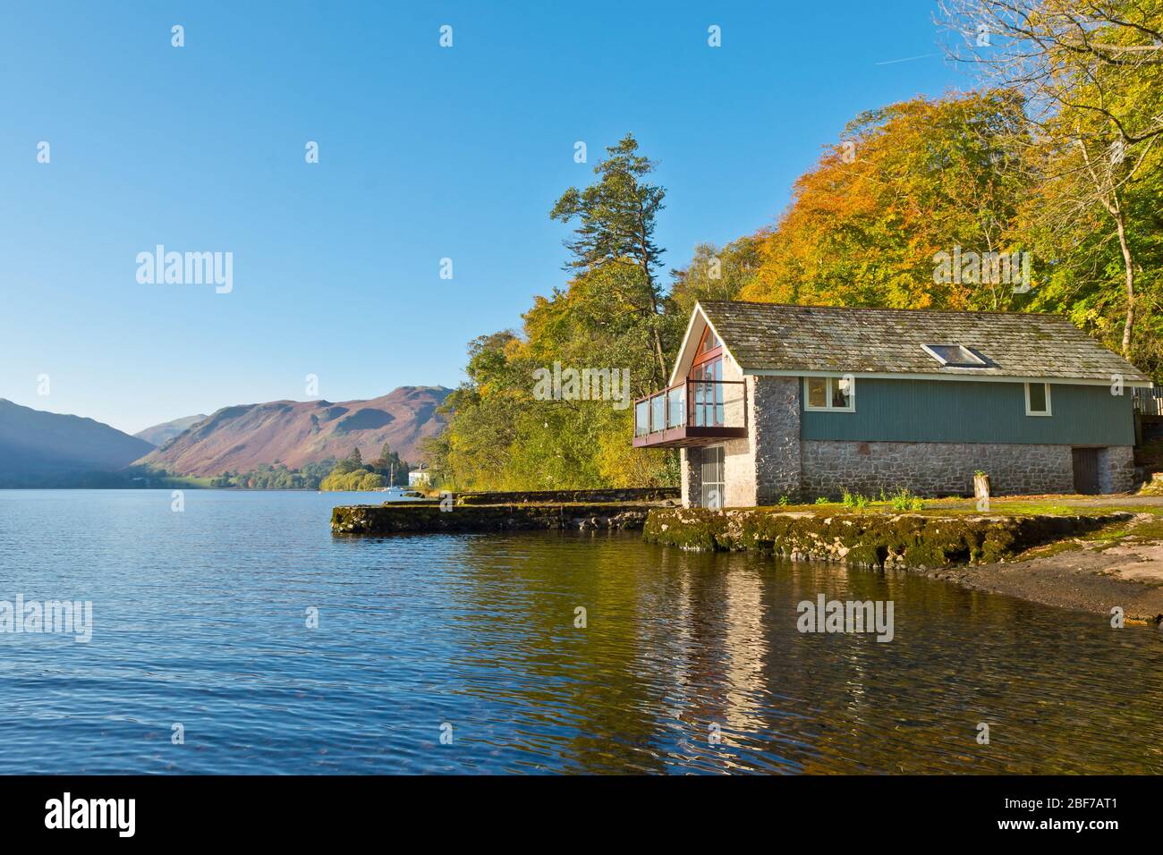 Ullswater Far Boathouse near Watermillock in the Lake District Cambrian Mountains Stock Photo