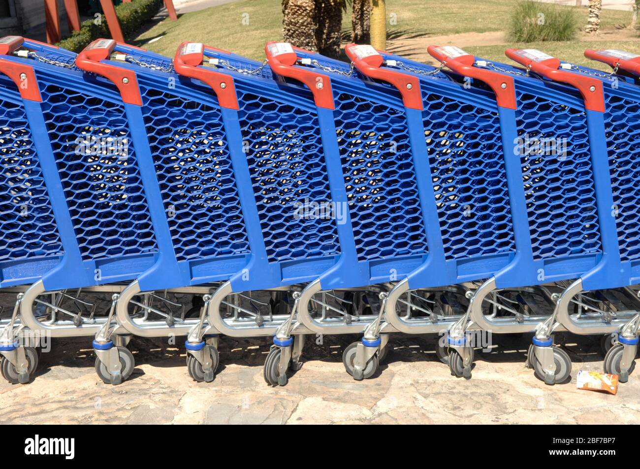 chained shopping carts Stock Photo