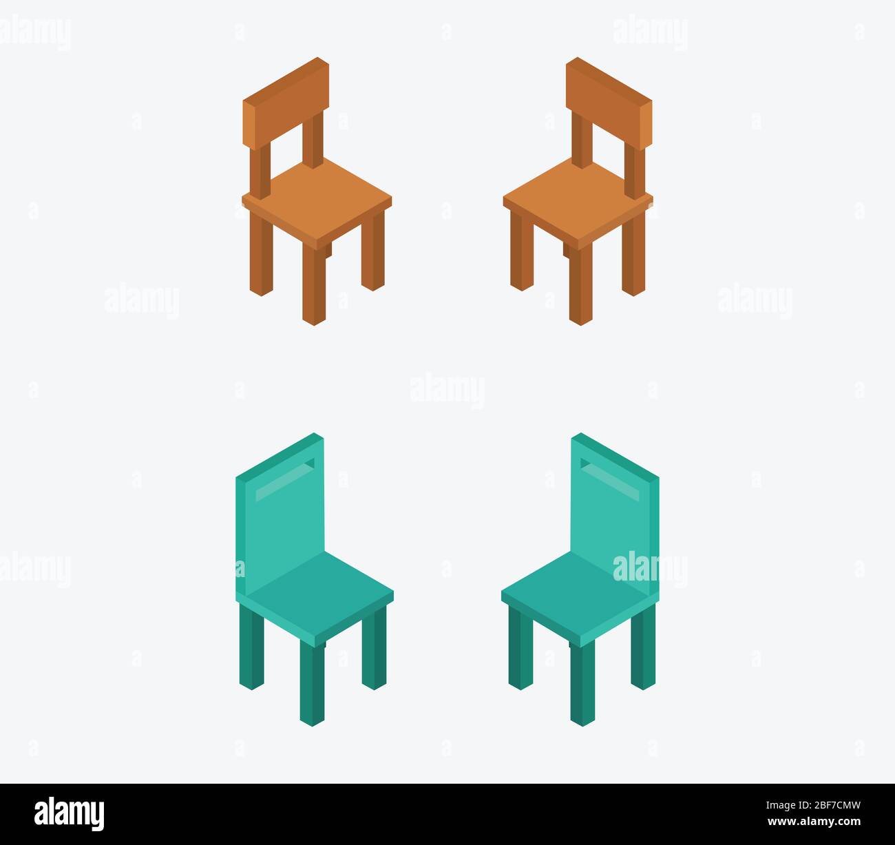 isometric chair icon illustrated in vector on white background Stock ...