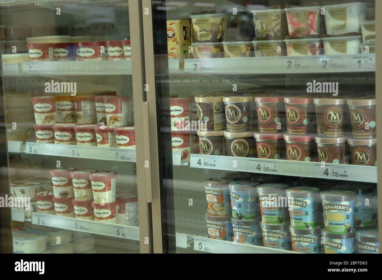 Ice cream freezer in supermarket hires stock photography and images