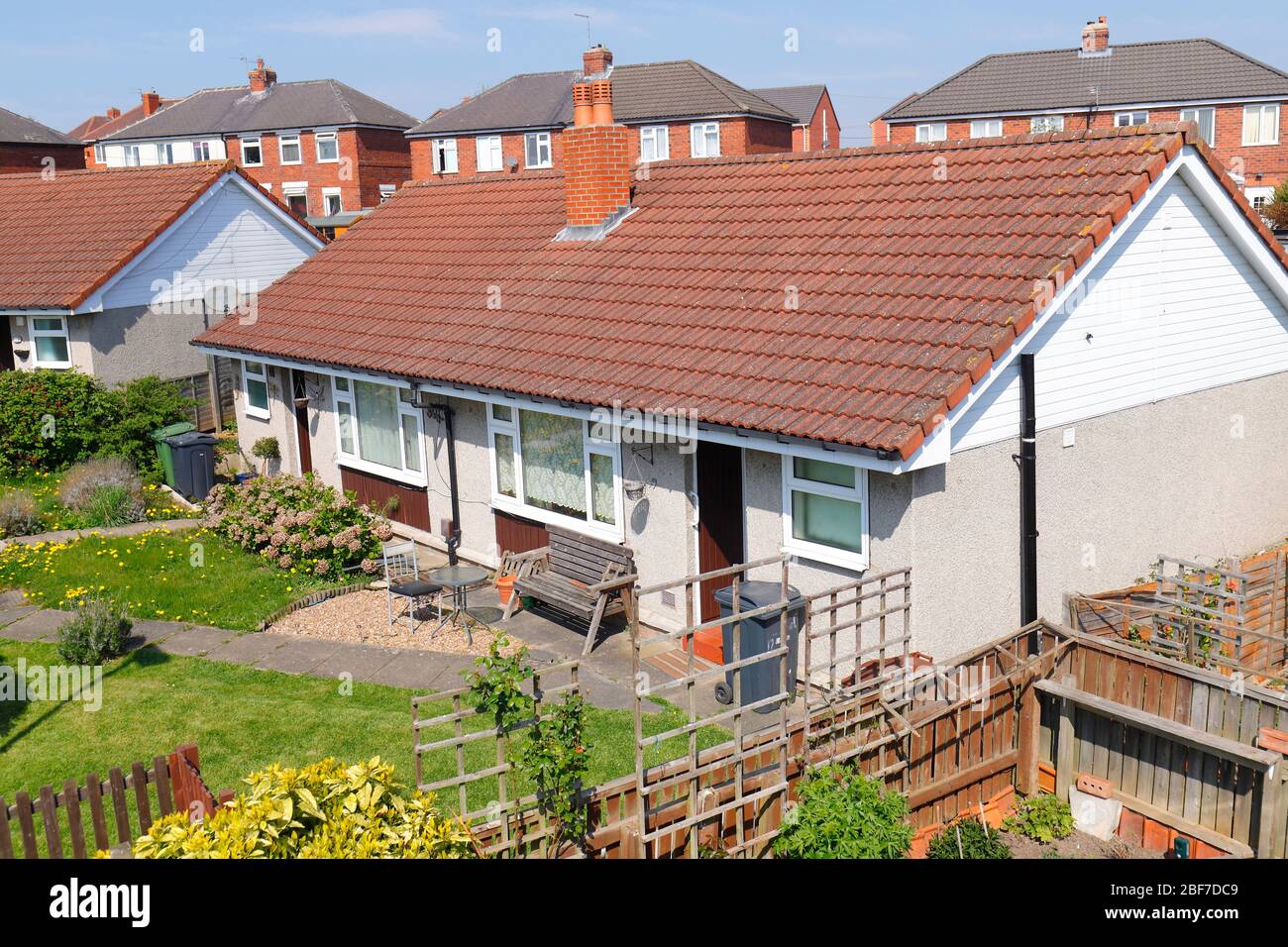 Bungalows for old age pensioners on Scott Close in Swillington Leeds