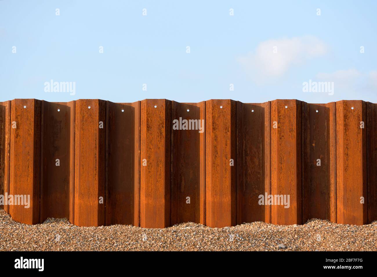 A steel sheet pile quay wall at Southwick Beach Stock Photo