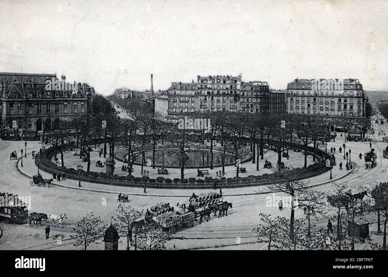 Vue de la place d'Italie a Paris vers 1910 Carte postale Collection privee Stock Photo