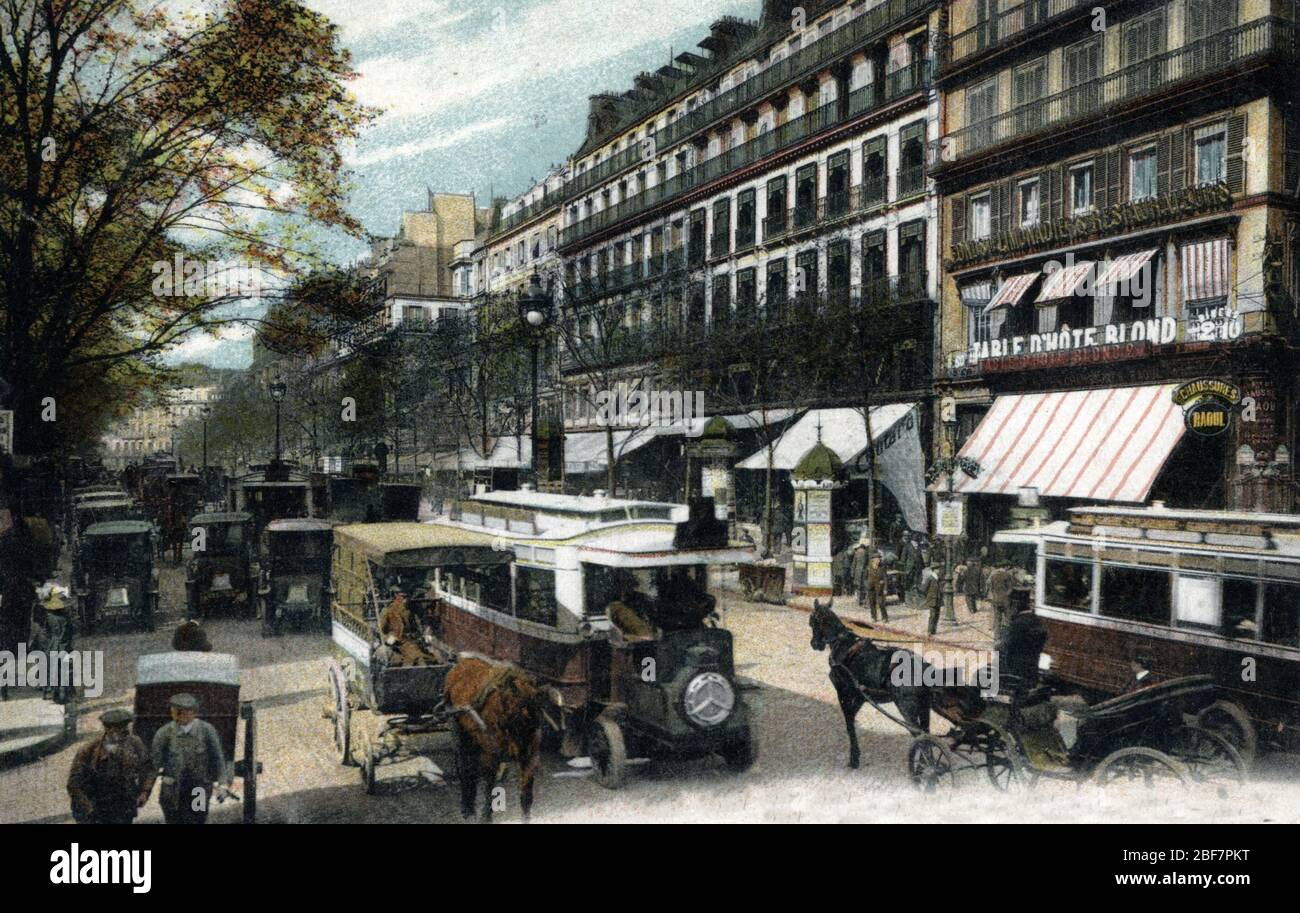 Vue du boulevard Montmartre a Paris Postcard 1910 ca Private collection Stock Photo