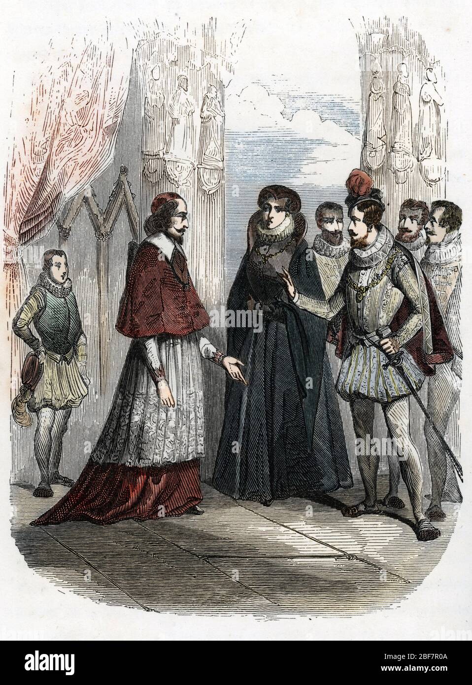'La journee des dupes : la reine Marie de Medicis demande a son fils le roi Louis XIII le renvoi du cardinal Richelieu 10-11 novembre 1630, la reine s Stock Photo